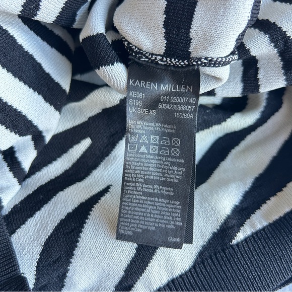 Karen Millen Zebra Print Knit Sweater Midi Dress Pointelle Bodycon Women’s XS - Picture 5 of 11